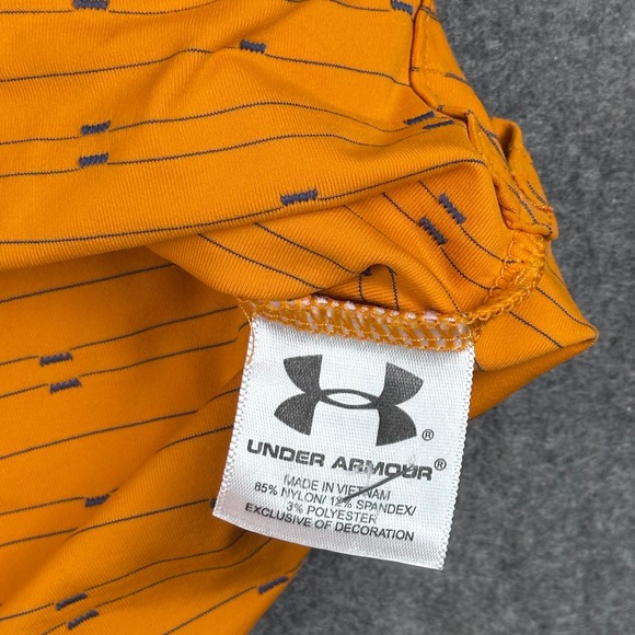 TPC Las Vegas Golf Polo Shirt Men's XL Under Armour Orange Striped HeatGear RARE - Picture 9 of 10